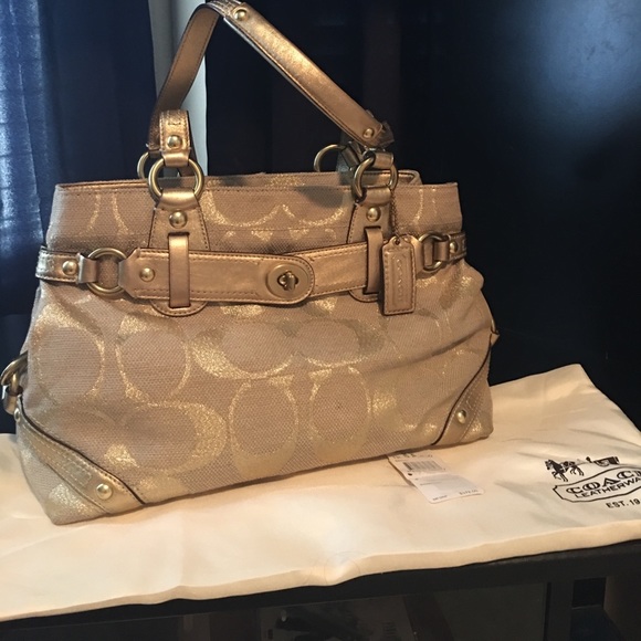 coach purse gold metallic